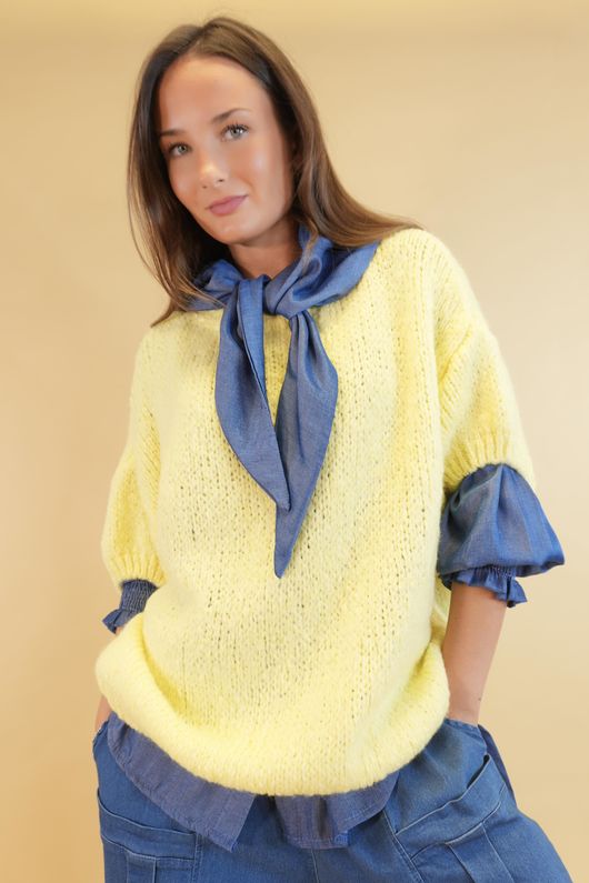  Big Softie Cap Sleeve Knit Top Lemon